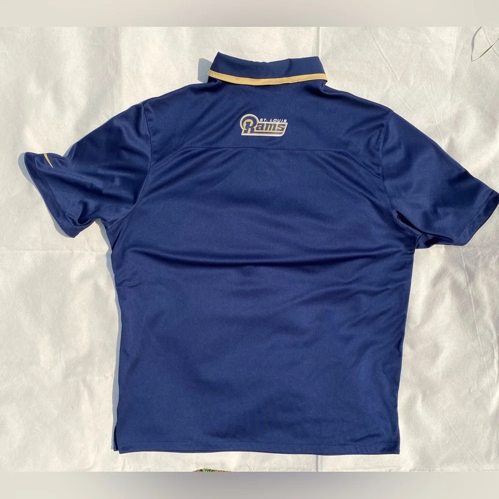 Nike x NFL Blue Gold St.Louis Rams Dri-Fit Short Sleeve Polo Shirt XL - Picture 9 of 11